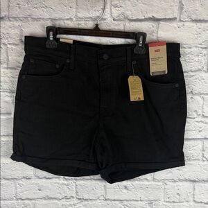 Levi's Women's Black Denim Shorts Mid-Length Size 33 NWT